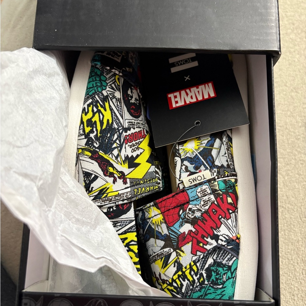 Marvel Comic Print TOMS Shoes - Red, Yellow, Blue, Black
